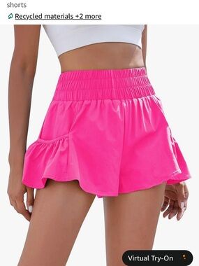 High-Waist Pink Athletic Ruffle Shorts